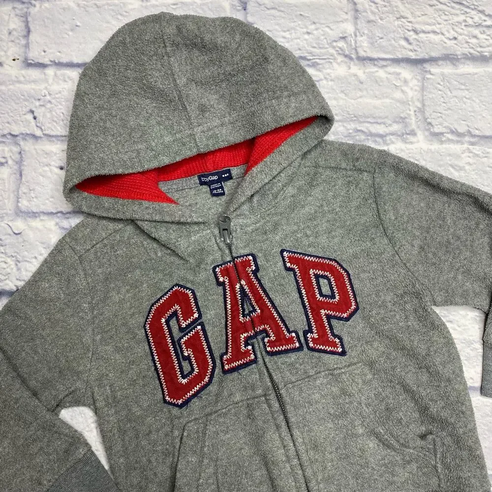 babyGAP Fleece, Hooded  Zip Up in Grey/Red